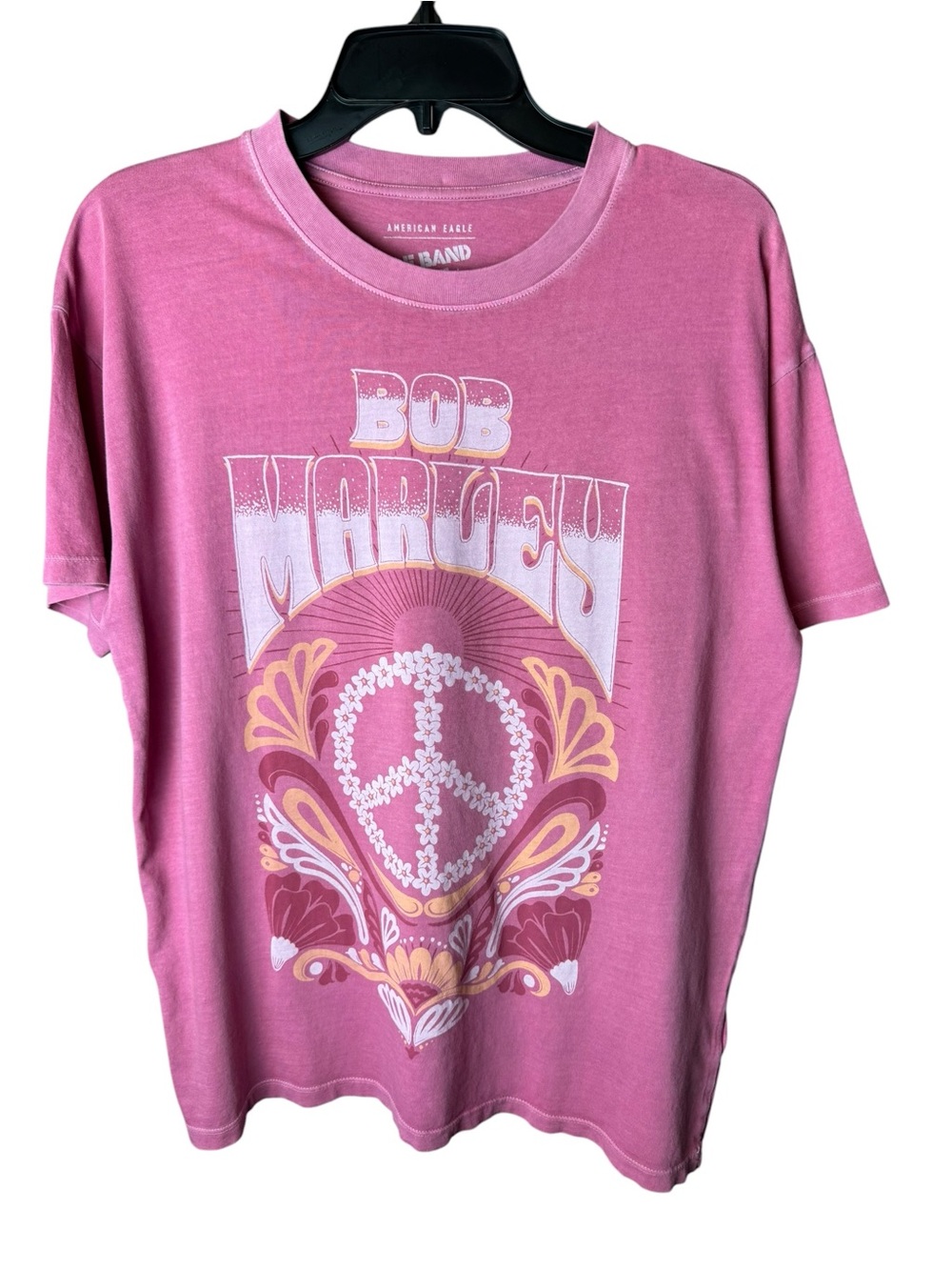 AE Bob Marley Graphic Tee — Pink Peace Sign